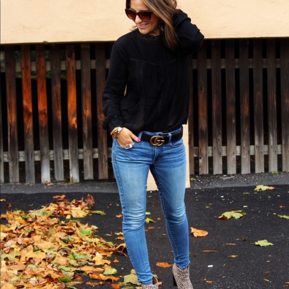 Nadia Rima Mock Lace Black Top - Picture 4 of 5